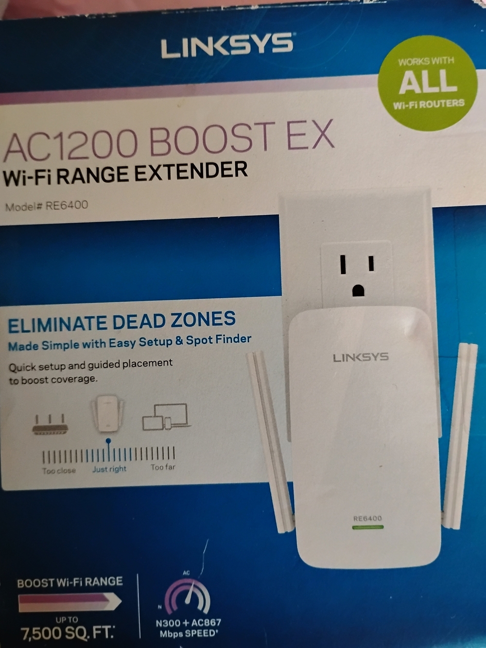 Linksys AC1200 Boost EX RE6400 White Wi‑Fi Range Extender